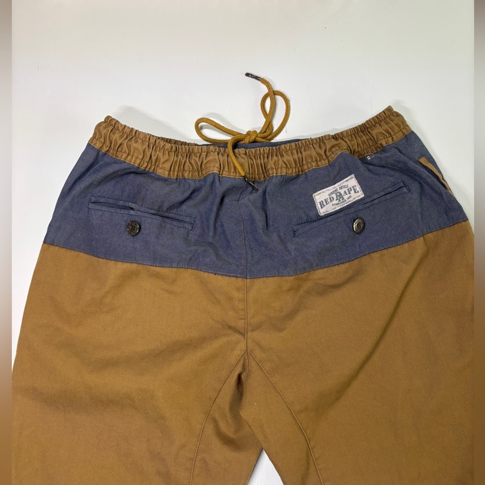 Red Ape Men’s Chino Jogger Pants L | Brown & Blue Two-Tone Casual - Picture 6 of 8